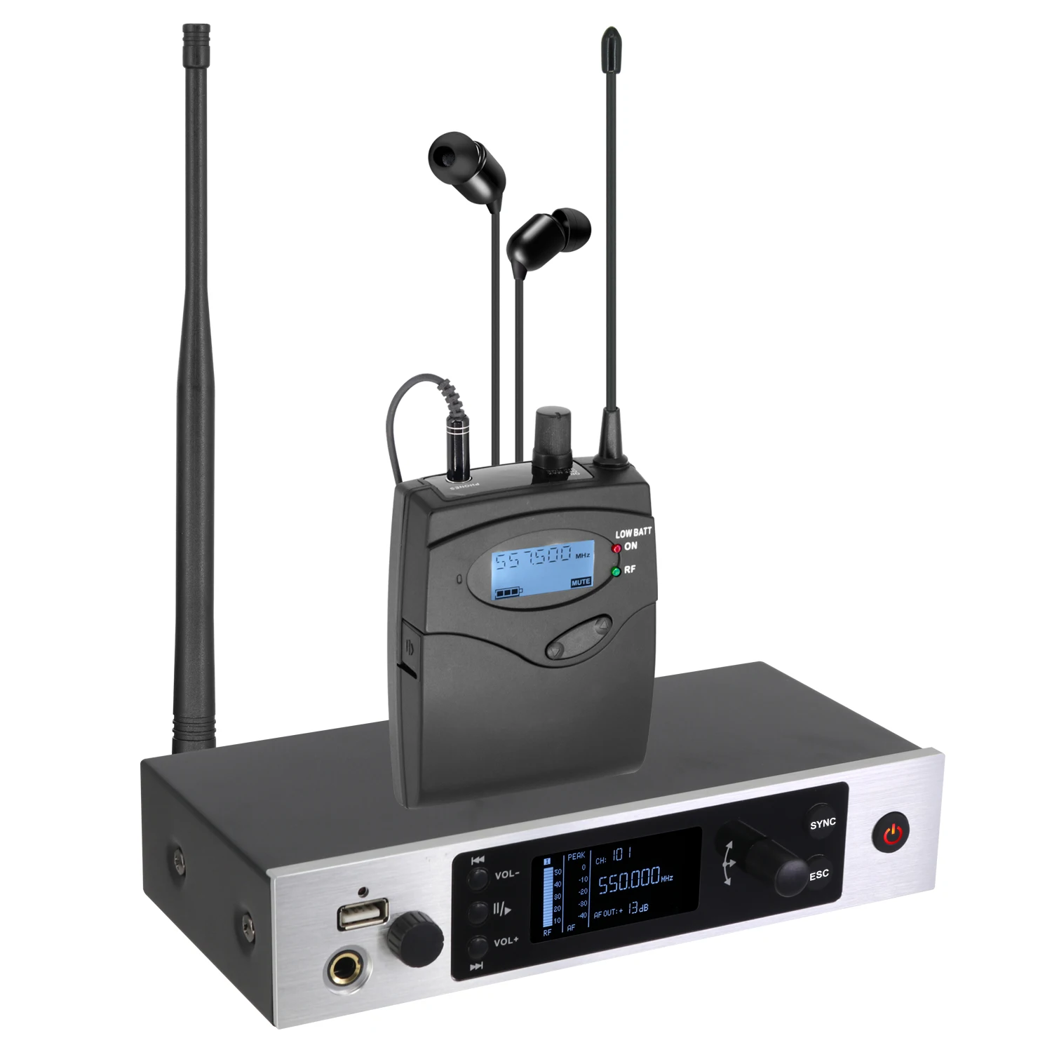 IEMg5 professional stage monitoring system, USB, in ear audio monitoring, headphone monitoring, mono, suitable for DJ stage