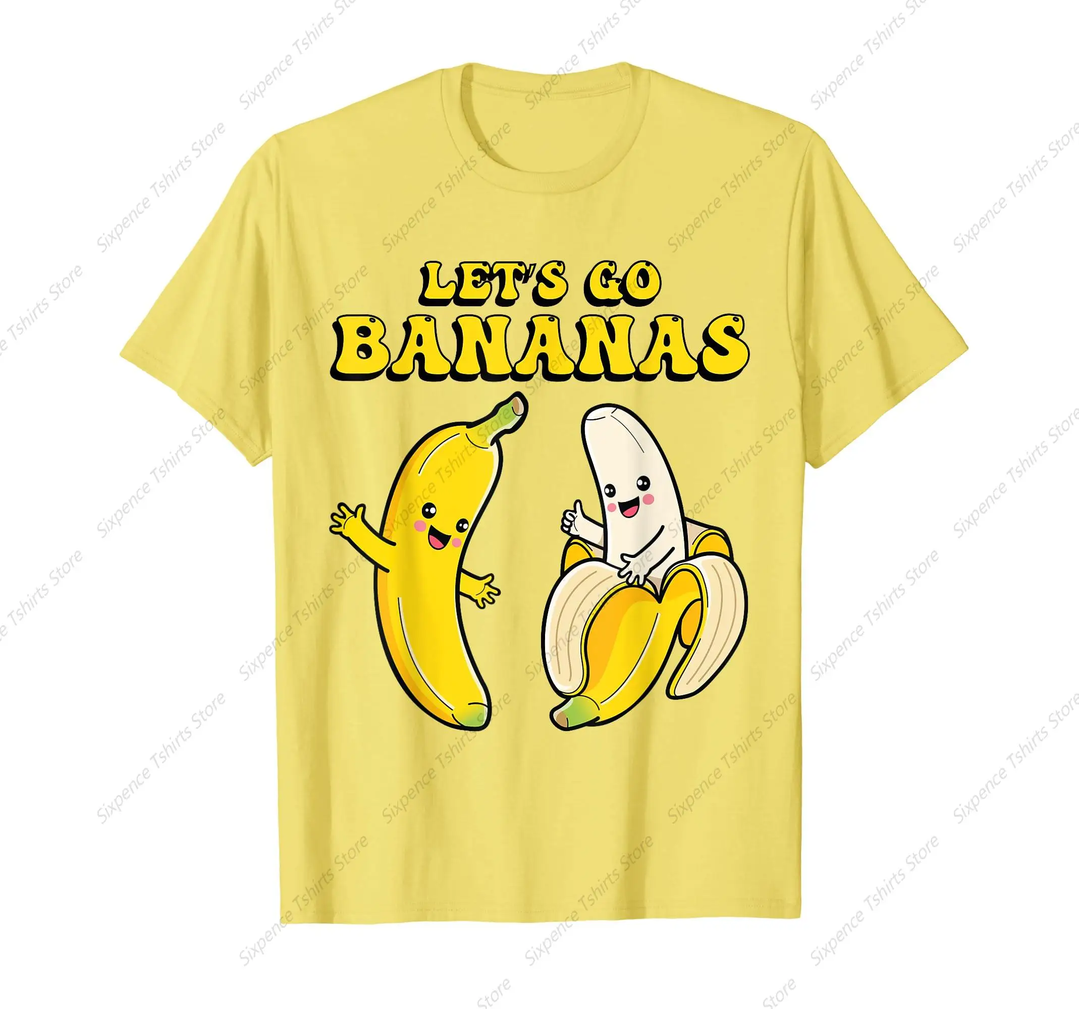 

Забавная рубашка с бананами Let's Go, милая Мужская футболка, мягкая, удобная, легко носить, простая и практичная