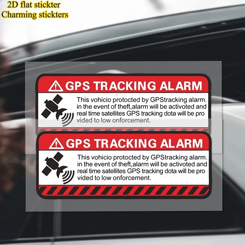 1Pc 2D Flat GPS Tracking Anti-Theft Warning Waterproof Vinyl Sticker For Motorcycle EV Mod Decor