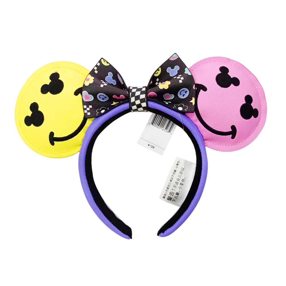 2025 Disney Mickey Mouse Ears Headbands Shiny Bow Headband Bell Fairy Princess Party Decoration Cosplay Hair Accessories Gift