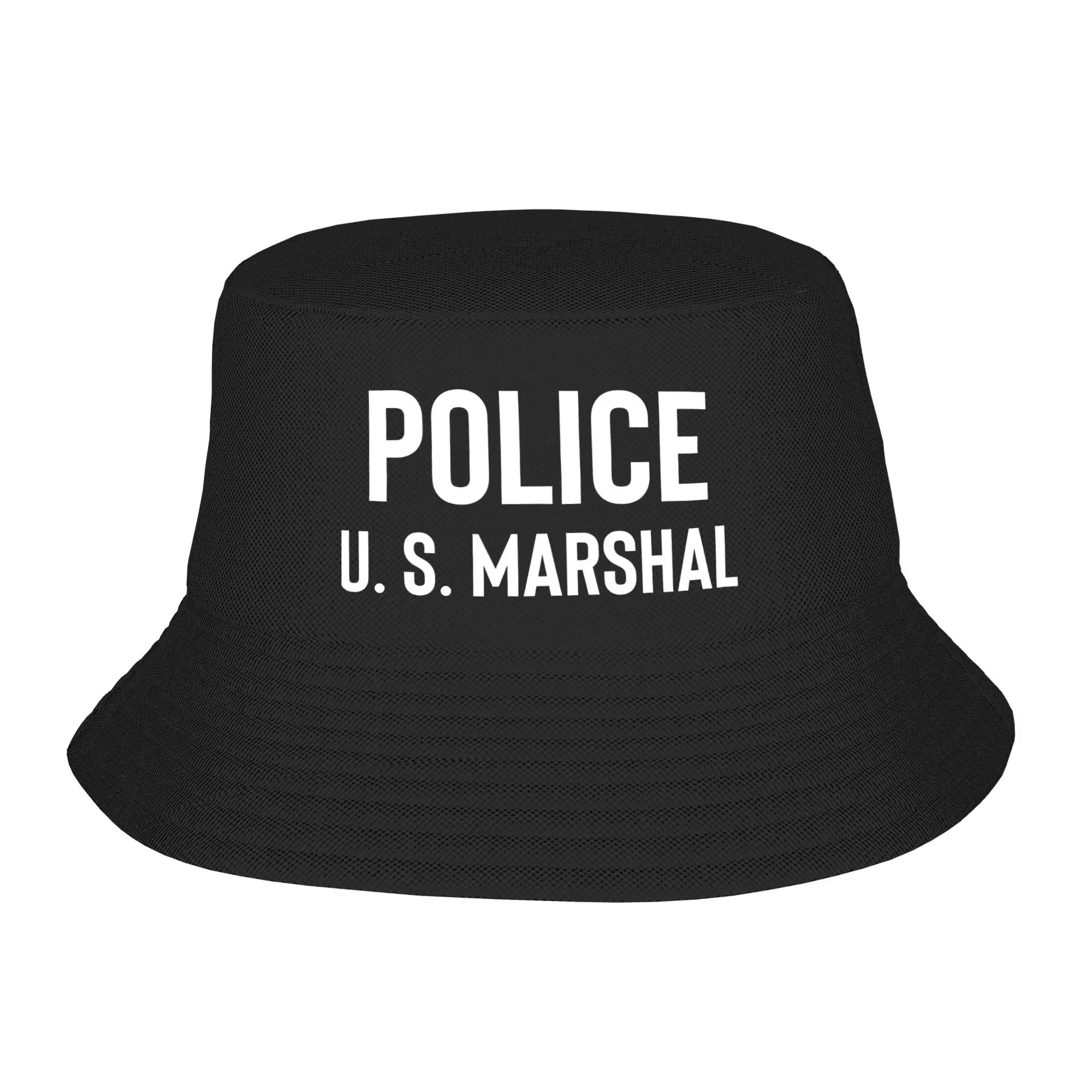 U.S. Marshal Police Law Enforcement Bucket Hat Spring  Trendy Fisherman Hats For Unisex Outdoor Printed Sunscreen Hats