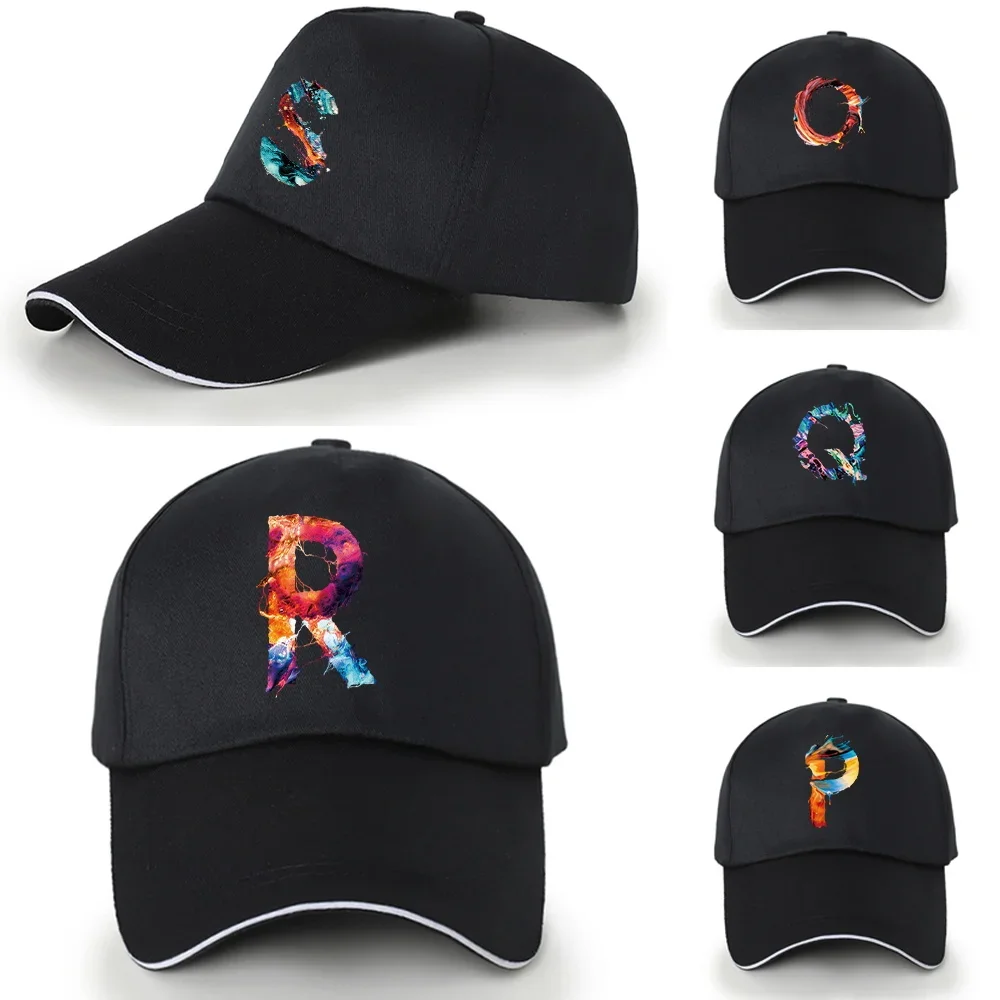 

Paint Letter Print Baseball Cap Black Wild Hip-hop Hat Hipster Must-have Peaked Cotton Cap Dad Men Casual Summer Outdoor Sun Hat