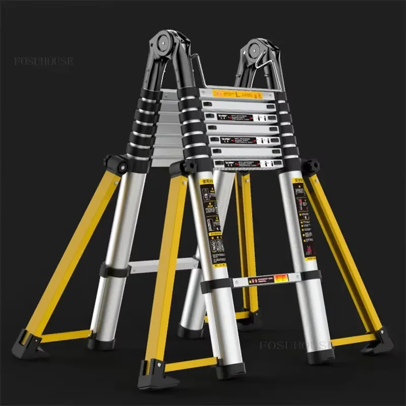 Escaleras telescópicas multifunción de aleación de aluminio, escalera plegable en espiga para el hogar, escaleras de ingeniería de seguridad, escaleras elevadoras