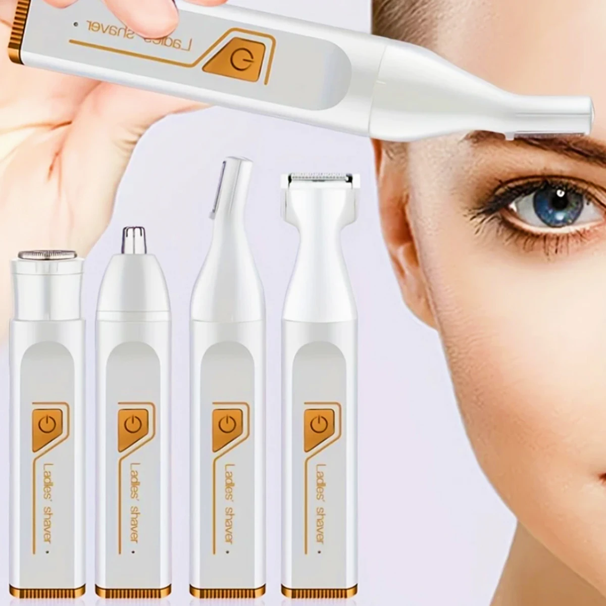 Electric Woman Body Hair Trimmer Kit Lady Armpit Leg Groin Hair Eyebrow Razor 4 IN 1 Set For Body Hair Remover,Lady Grooming Kit