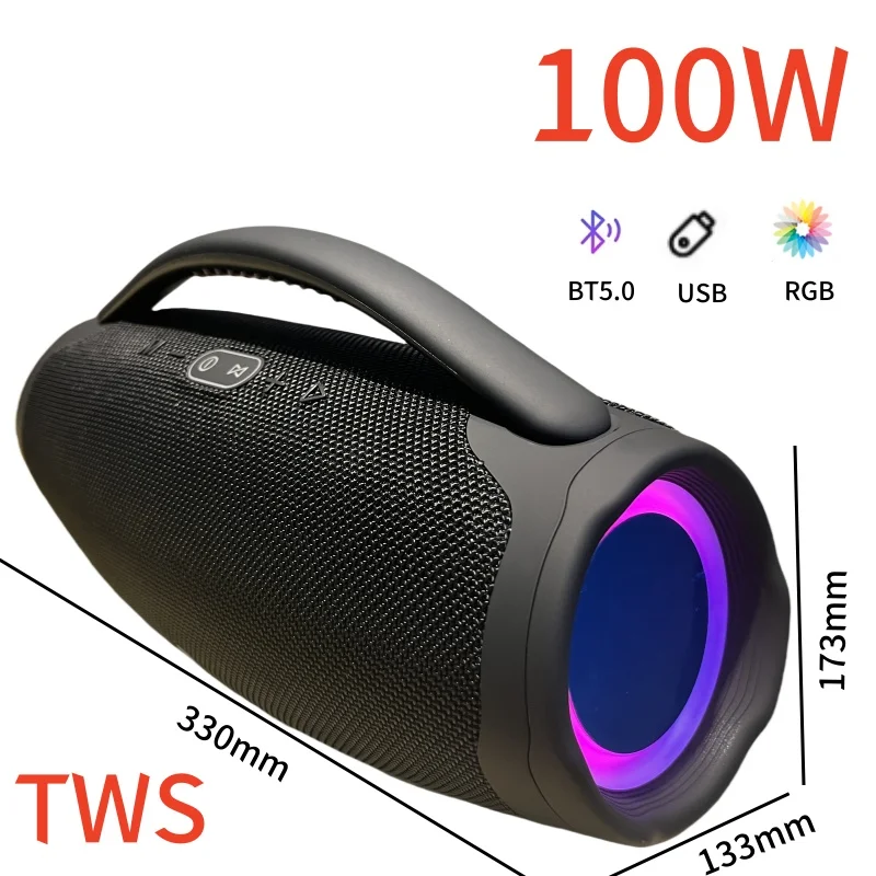 

Caixa De Som Wireless Bluetooth Speaker Portable RGB Light Effect Outdoor Waterproof IPX6 Subwoofer 3D Stereo Surround TWS/USB