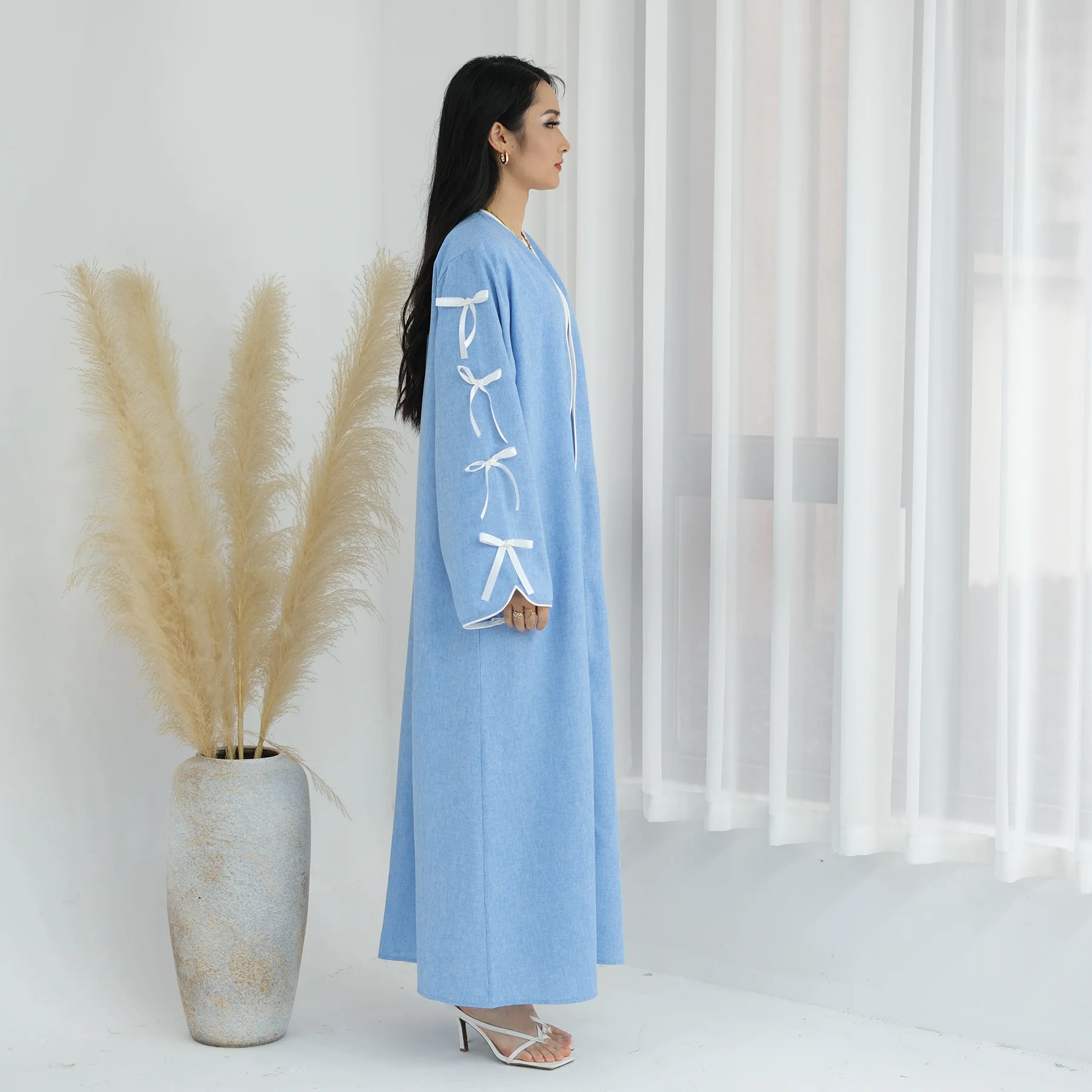 

Кимоно-абайя с бантом для женщин: Дубай, Саудовская Аравия, мусульманская скромная одежда, кардиган, халат, кафтан, марокканский стиль, арабская одежда для женщин