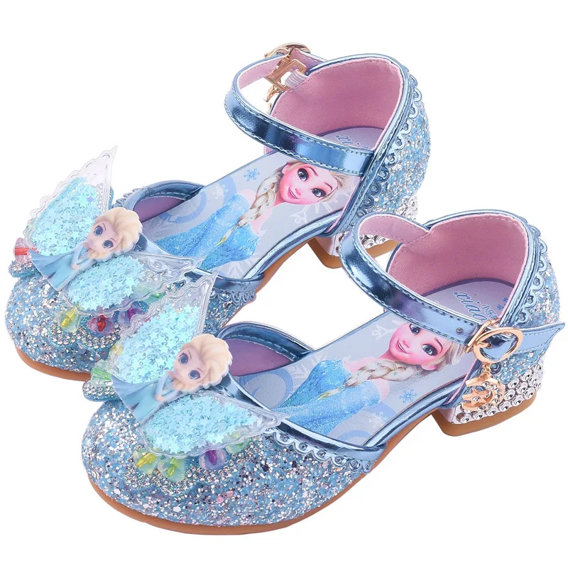 

Frozen Anna Elsa Princess Kid Girls Leather Shoes Casual Glitter Children Girl Wedding Crystal Shoes Butterfly Bowknot Sandals