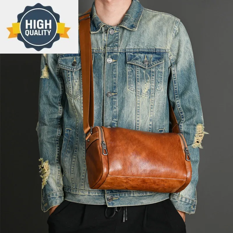 

Bag Fashion Shoulder for Men Brown Cowhide Leather Handbags Men's Genuine Messenger Male Travel Crossbody