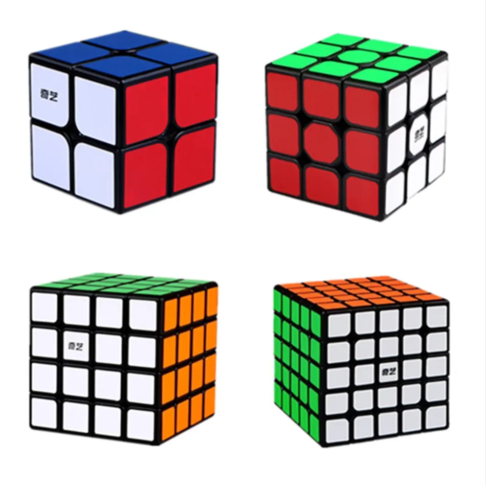 Qiyi Magic Cube 2x2 3x3 4x4 5x5 6x6 สีดําสติกเกอร์ปริศนาการศึกษา Magic Cube ของเล่นเด็กเด็กของขวัญของเล่น Cubo Magico