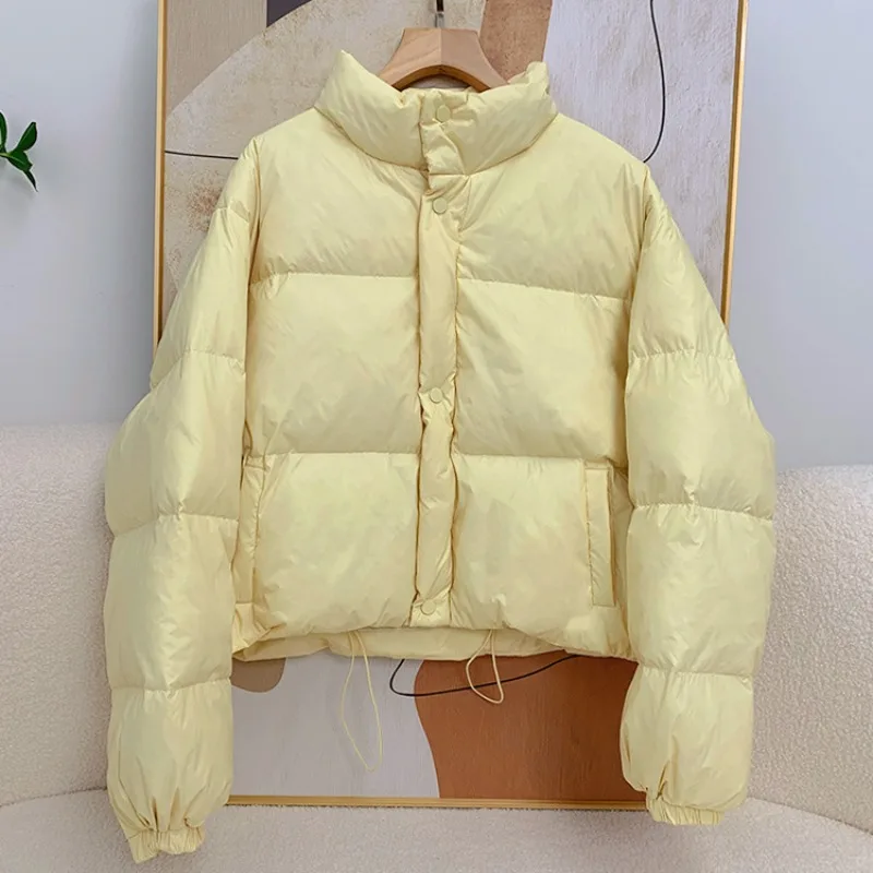 Women's Winter Top Coat Down Jacket White Duck Down Stand-up Collar Short Warm Thickened Simple New Casual Soft Niche Versatile