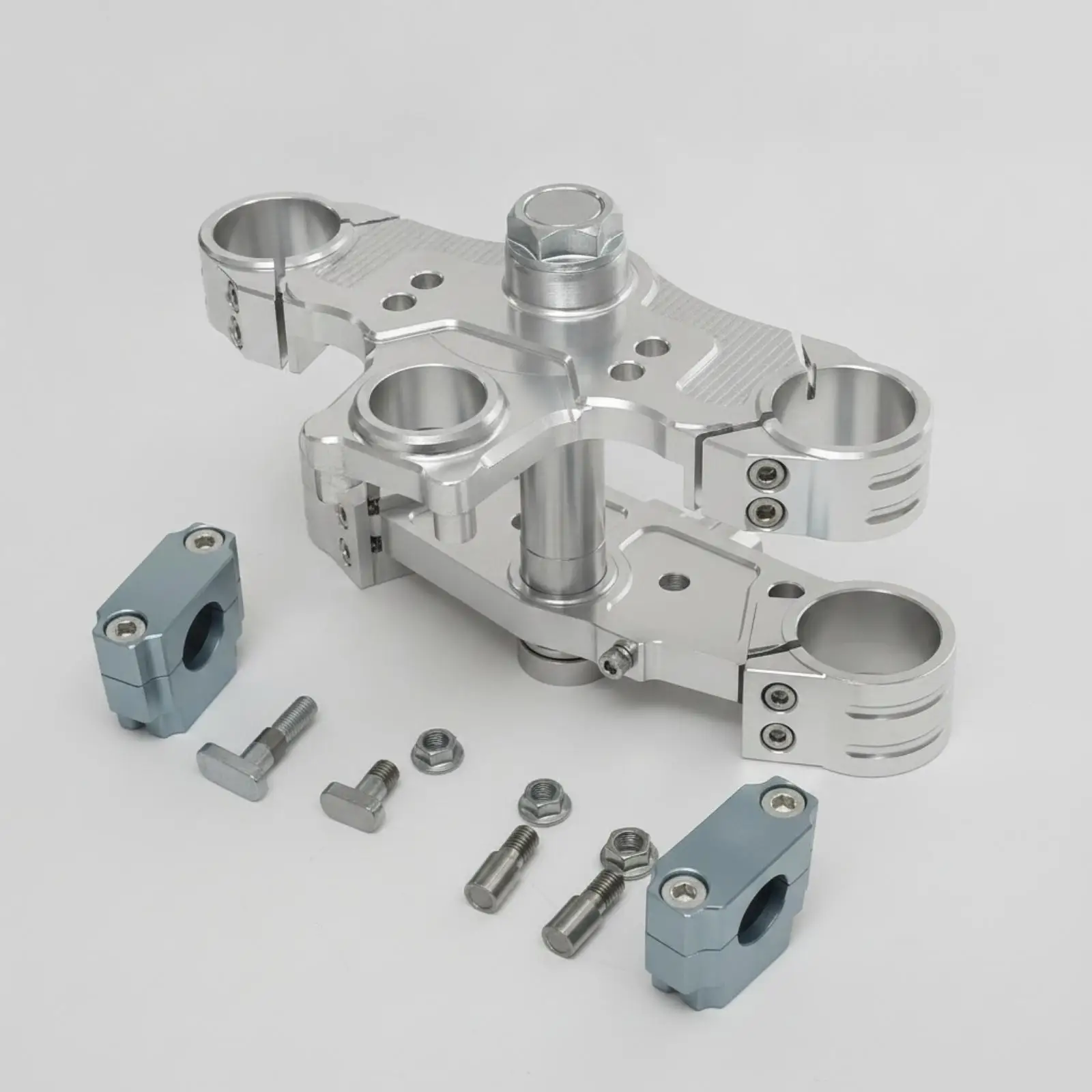 Motorcycle Front End Steering Stem Kit Aluminum Alloy Triple Clamp Upper Lower Bracket for Custom Chopper Build