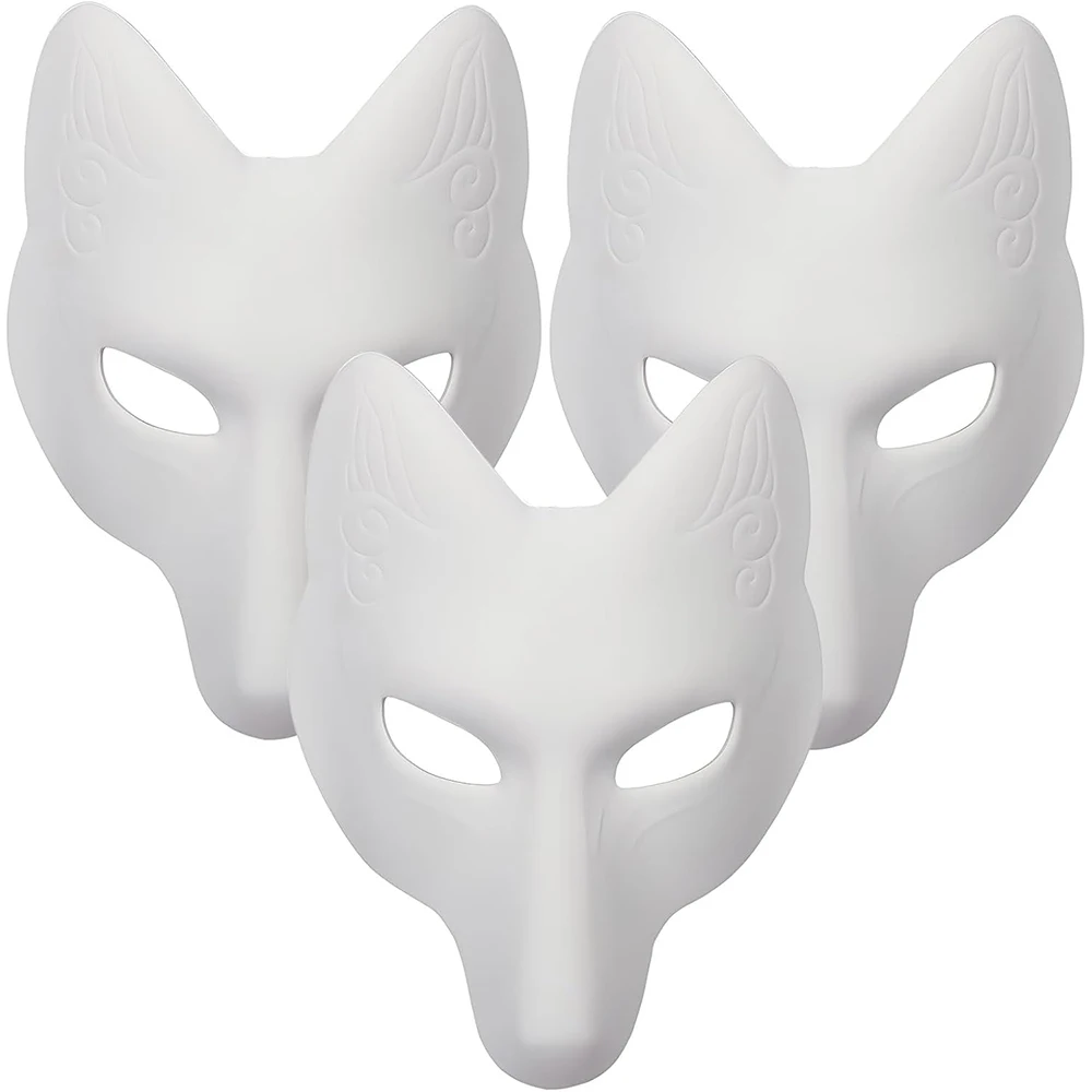 Halloween DIY PU Leather Fox Mask Japanese Anime Cosplay Mask Costume Accessories Masquerade Party Filming Prop