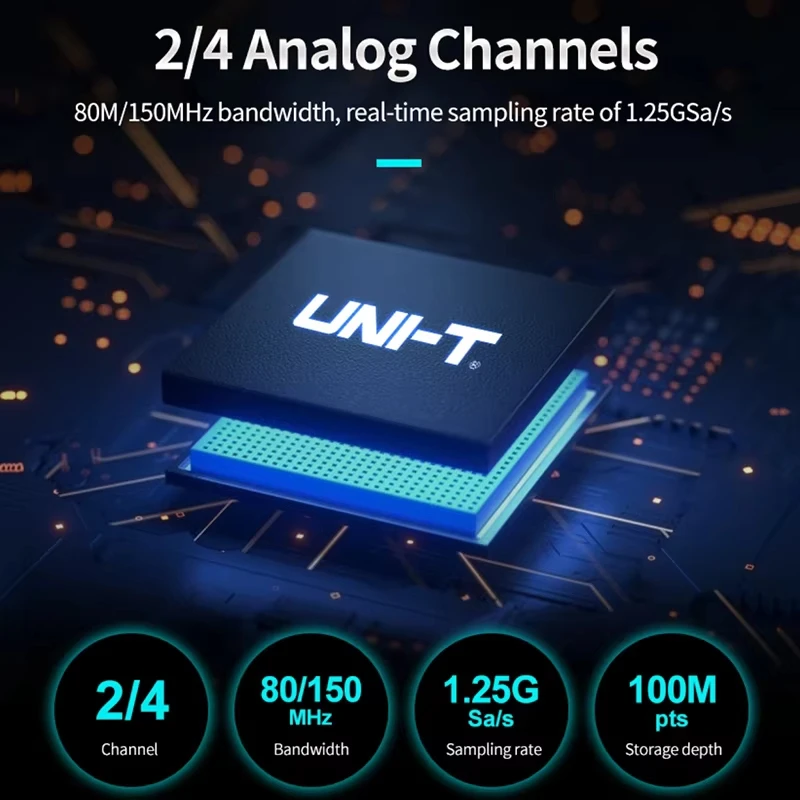 Oscilloscope UPO1154HD 1082 2/4 Channels 1.25GSa/s High-Resolution Oscilloscope 80/150MHz Bandwidth 12-bit ADC