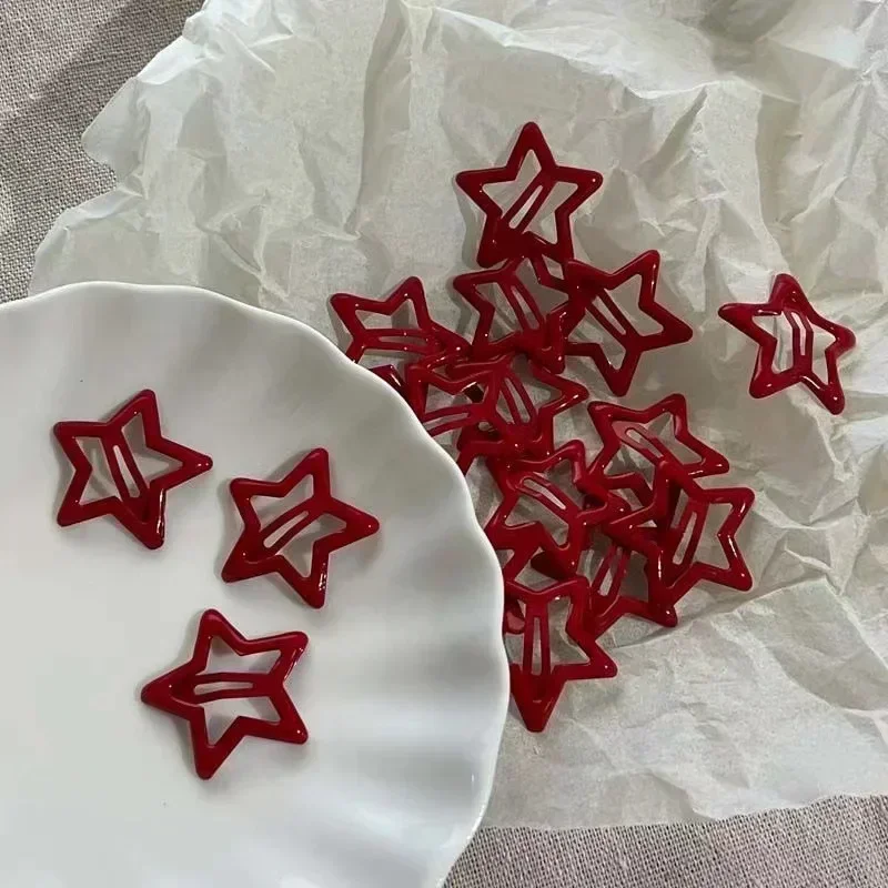 Hair Clips Five-pointed Star Hairpin Red Cute Korean Hair Accessories Princess Bangs Clip Wedding Hair-Pieces Hair Jewelry