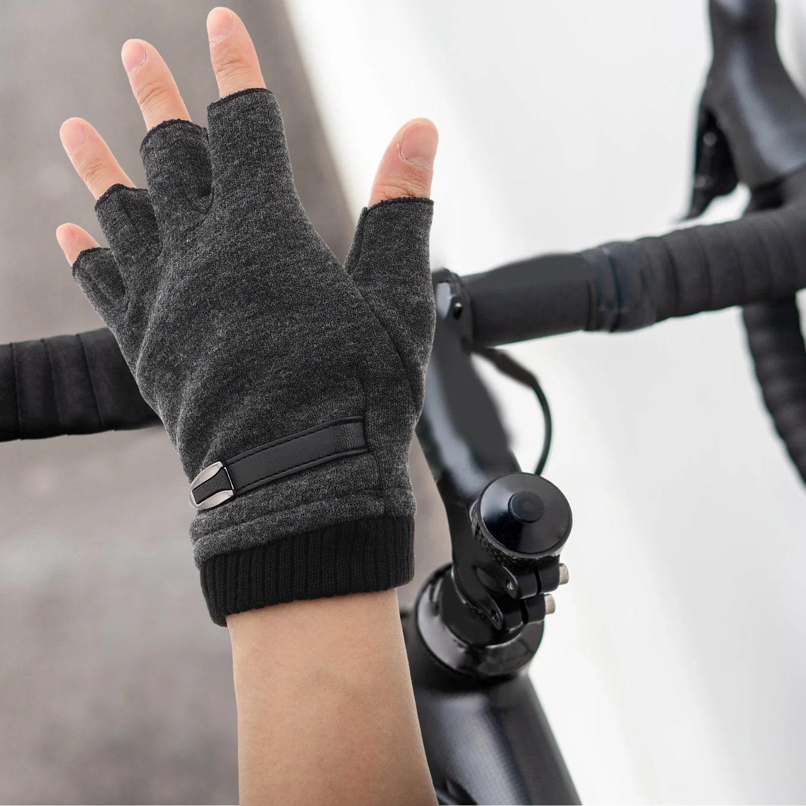 

Thermal Half Finger Gloves Fingers Mittens Fingerless Typing Driving No Fleece Working