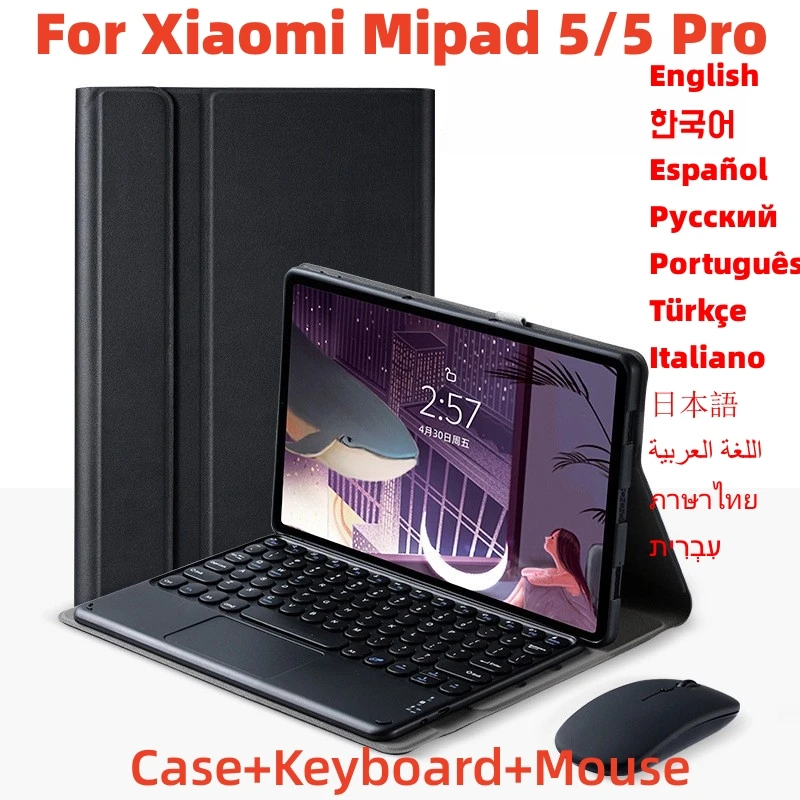 Wireless Magnetic Case Keyboard for Xiaomi Mipad 5/5 Pro 11 2021 Russian Spanish Korean Bluetooth Keyboard Mouse Cover Funda