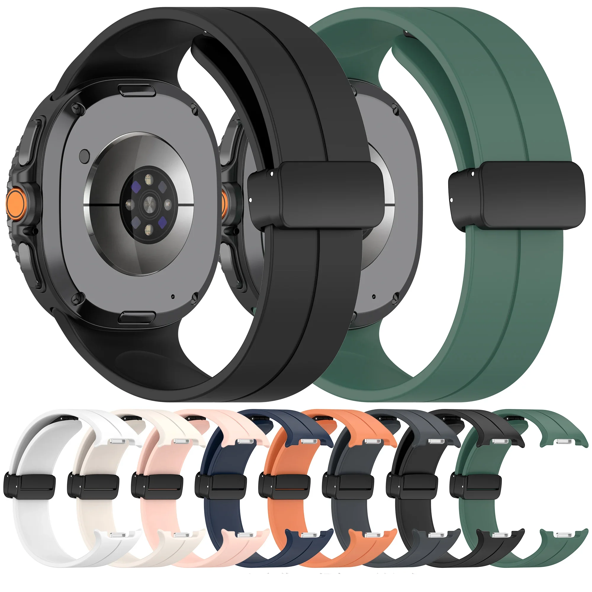 حزام بإبزيم مغناطيسي لساعة سامسونج جالاكسي 8 كلاسيك 8 44 ملم الترا 2 سوار سيليكون لساعة جالاكسي 8 44 ملم 40 ملم ملحقات