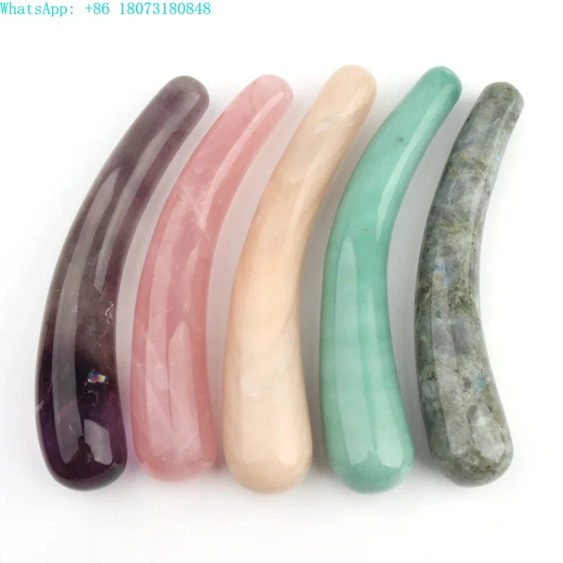 New arrivals natural crystal yoni dildo Massager healing crystal Clear Quartz ox horn massage wand for women