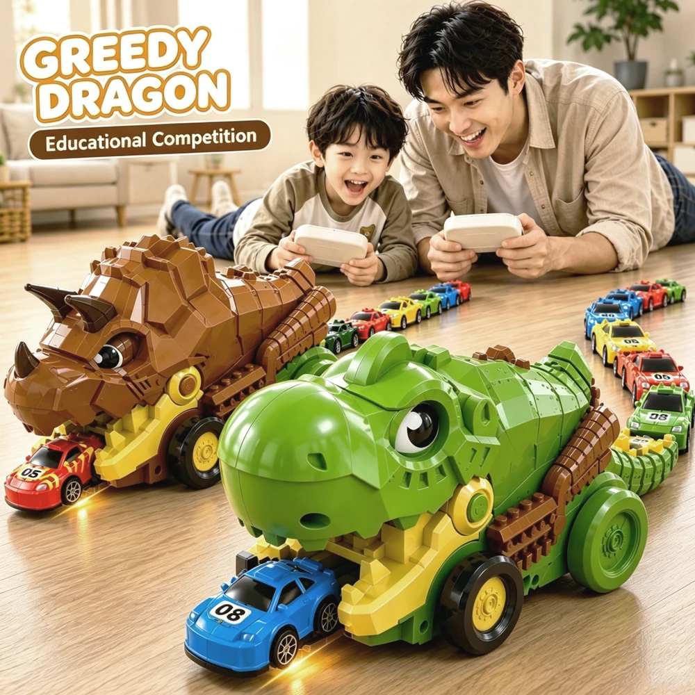 RC Greedy Snake Dinosaur Feeding Remote Control Car Electric Magnetic Sucker Robot Interactive Animals Battle Toys for Kids Gift