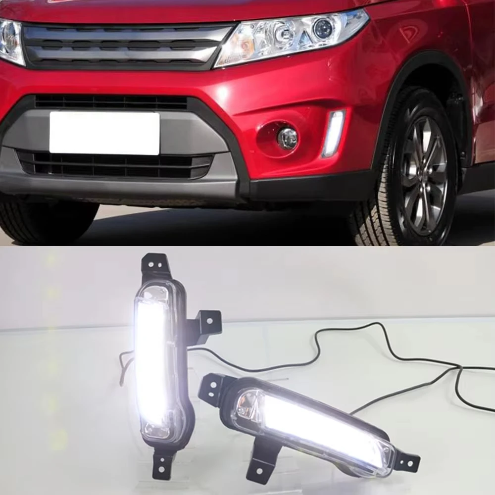

1 комплект для Suzuki Vitara 2015 2016 2017 2018 2019 2020 автомобильные светодиодные дневные ходовые огни DRL противотуманные фары с желтым указателем поворота