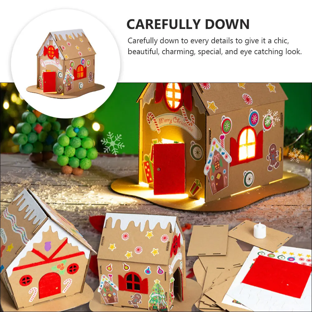 Christmas Gingerbread House Craft Kit DIY Cardboard Activity for Kids Family Party School Decor