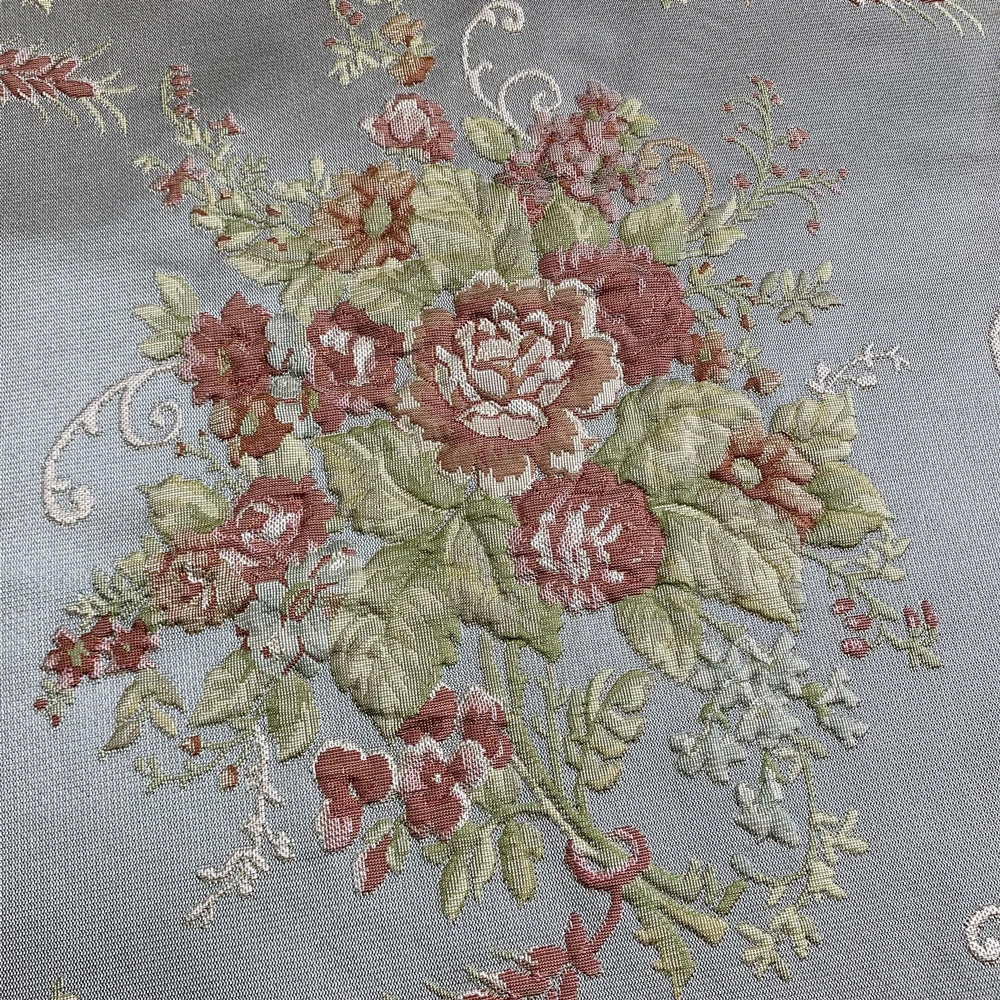 1 Meter Pack American Style Luxurious Jacquard Woven Light Gray Blue Emboss Flower Sofa Upholstery Chair Fabric 280cm Wide