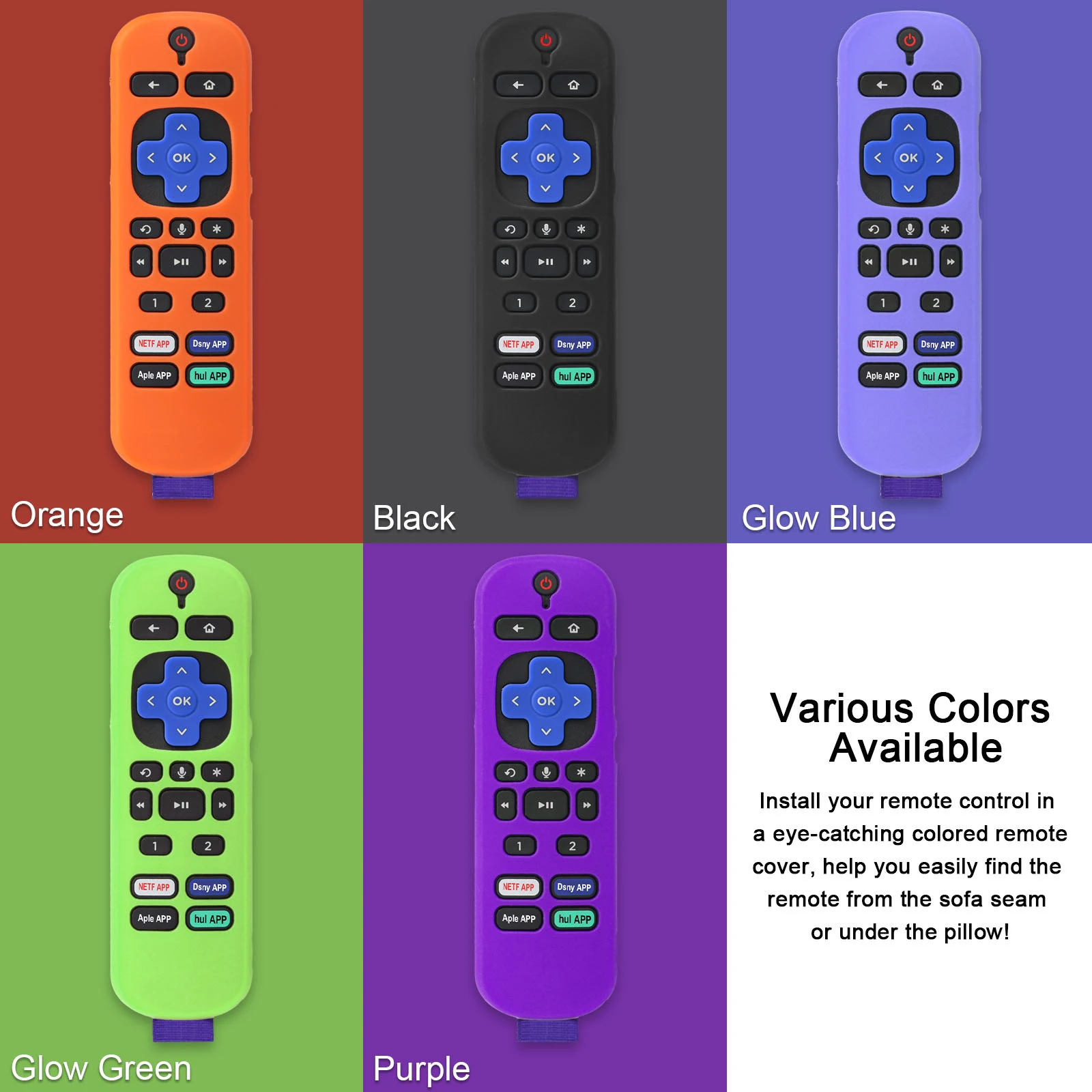 Protective Sheath Case Silicone Shockproof Cover Fit for 2021 TCL for Roku TV Voice Pro Remote Controller Anti-Lost Fluorescence