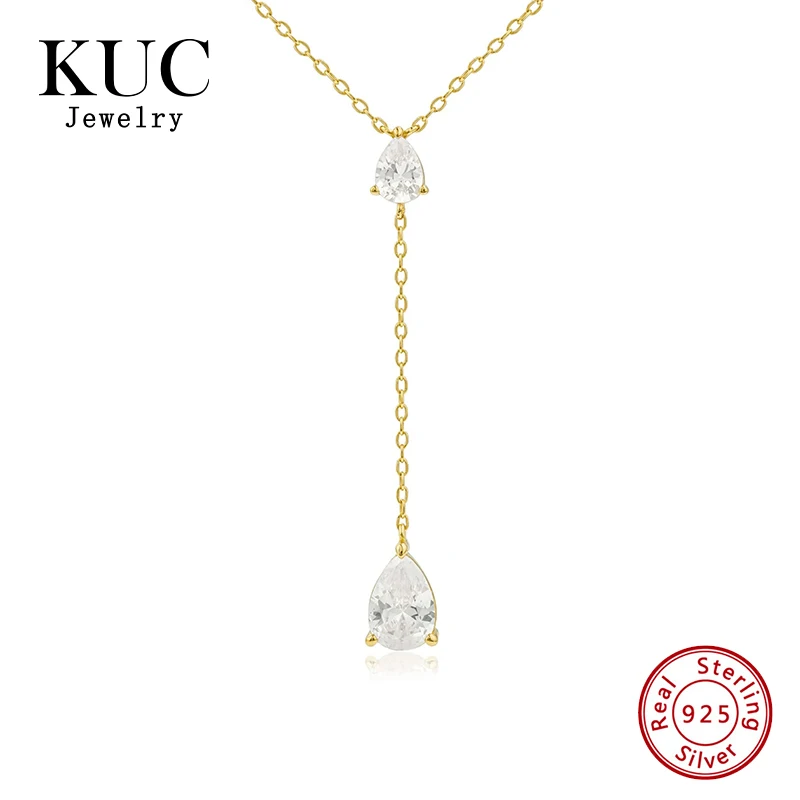 

925 Sterling Silver Bohemian Dainty Custom Cubic Pear-shaped Zircon Choker Fine Jewelry Necklace for Women
