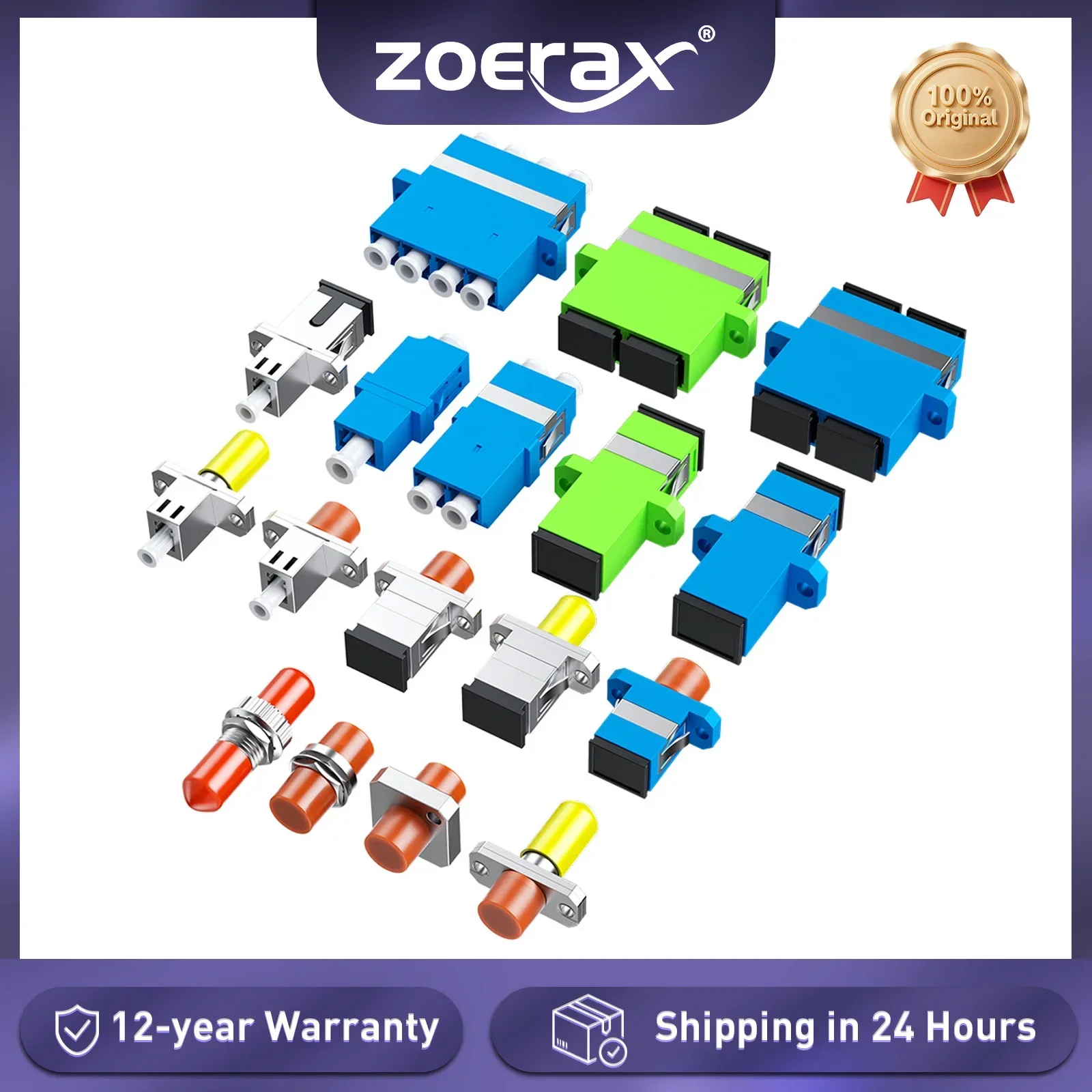 

ZoeRax 10PCS SC/LC/FC/ST Fiber Optic Coupler APC UPC Simplex Duplex for Multi-Mode Single-Mode OS2 Pigtail Patch Cord