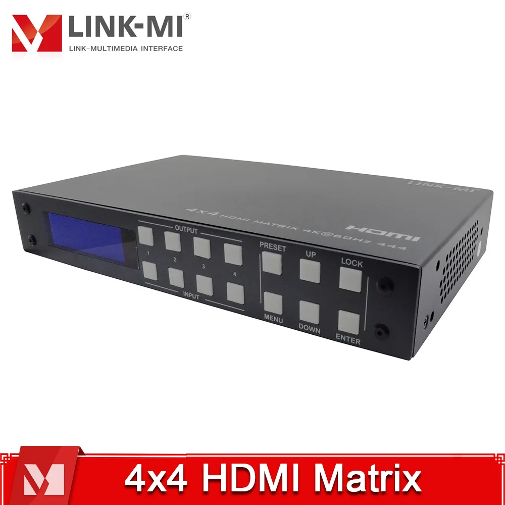 4x4 HDMI Matrix 4K@60Hz 18Gbps HDR10/Dolby Vision - HDCP2.2, RS232/IP Control, Audio Extraction, EDID Management