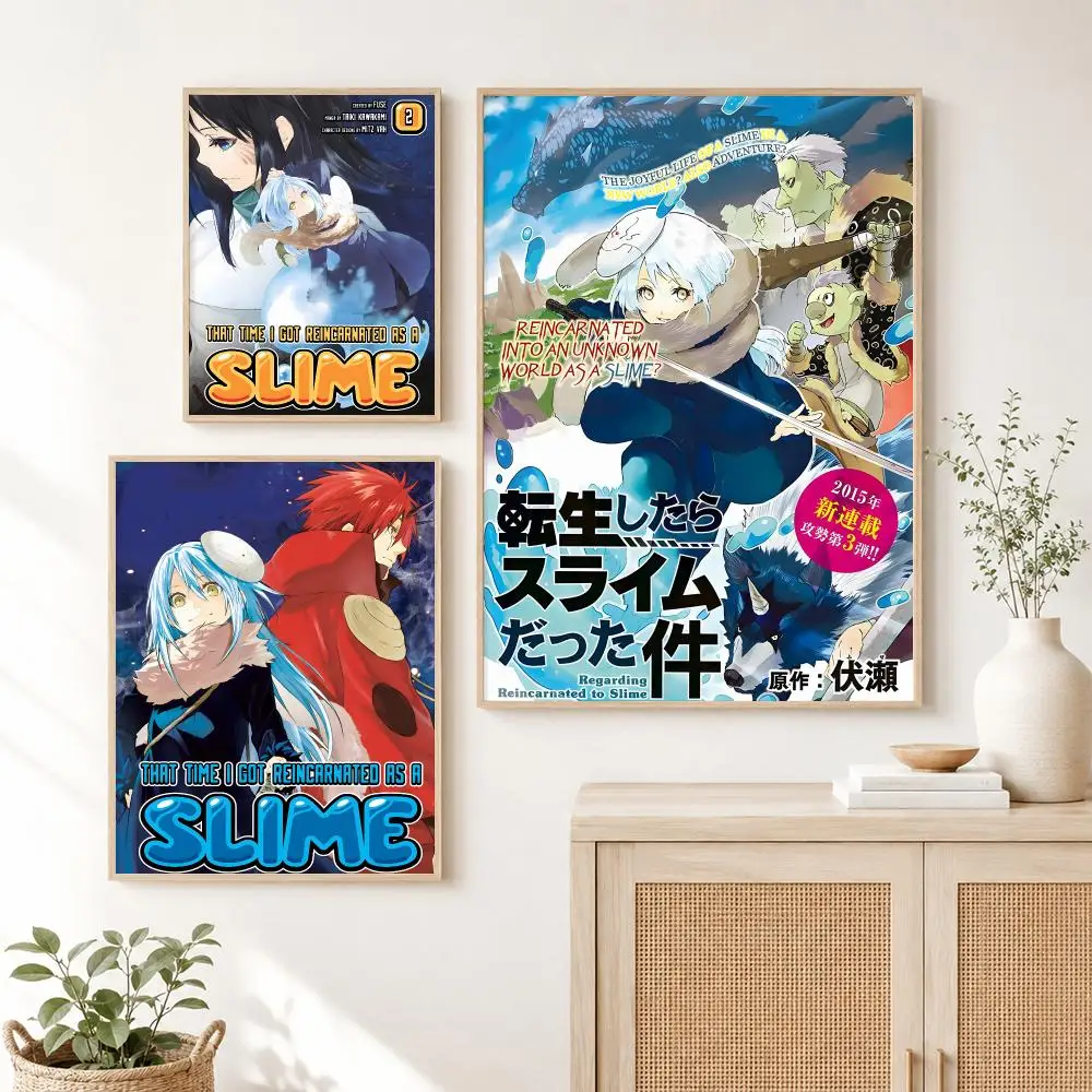 Anime That Time I Got Reincarnated as a Slime Poster Waterproof HD Modern Peel And Stick Wall Decor Living Room Dorm Garage