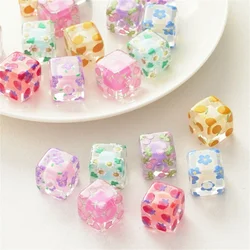 14mm New Flower Beads Middle Square Beads Loose Beads Hand Strings Ropes Hand String Accessories DIY Materials