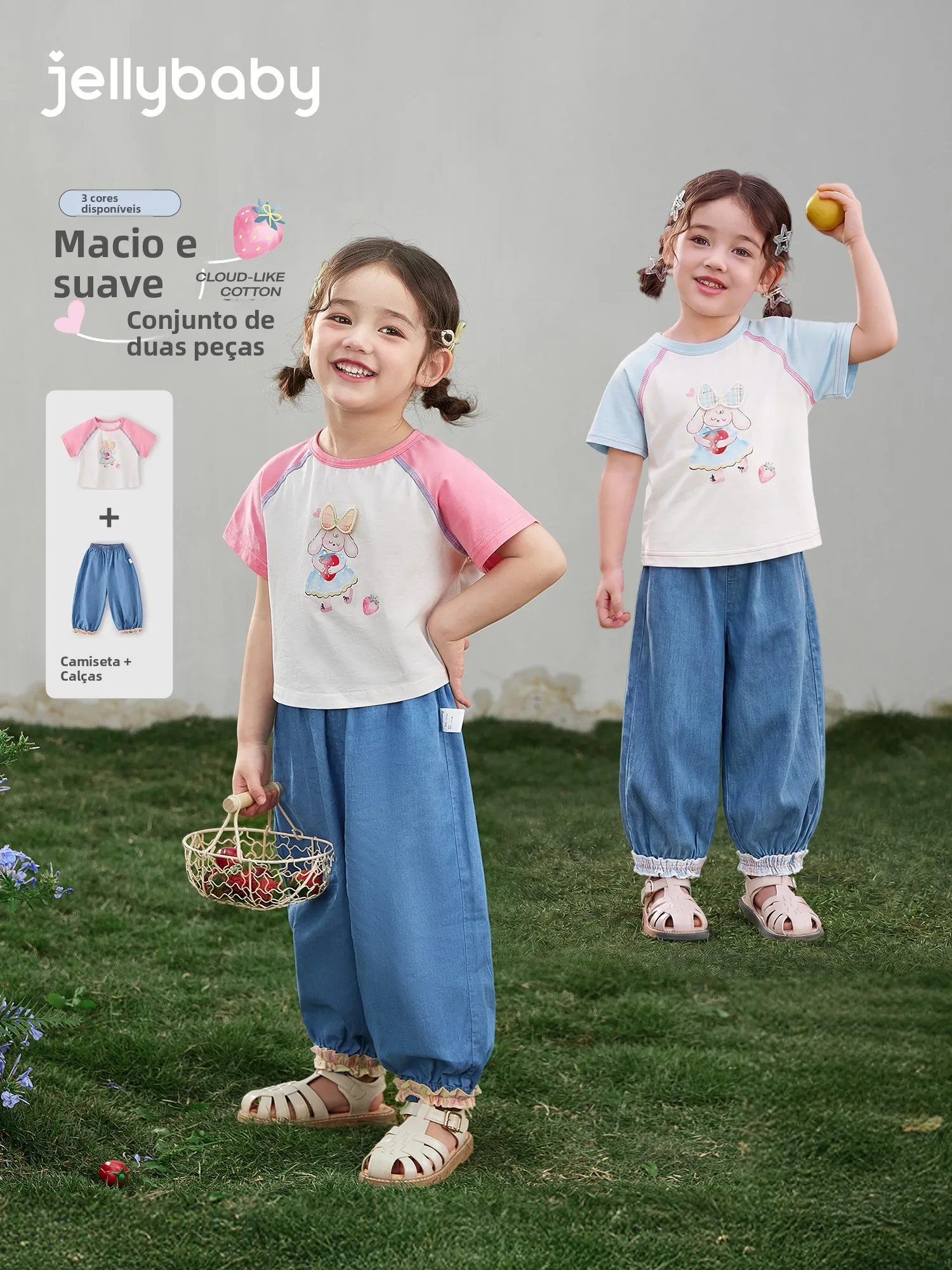 girls-summer-casual-outfit-thin-short-sleeve-ruffle-pants-t-shirt-and-pants-set-lightweight-breathable-children's-clothing