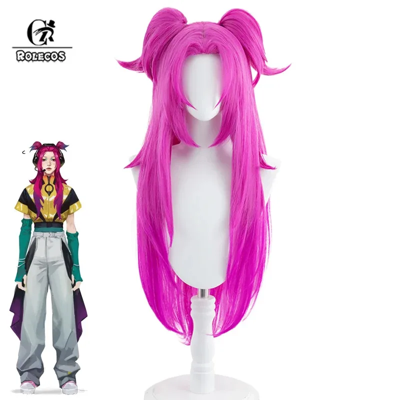 

ROLECOS LOL Heartsteel Alune Cosplay Wigs 50cm Long Straight Hot Pink Heartsteel Alune Party Wig Heat Resistant Synthetic Hair