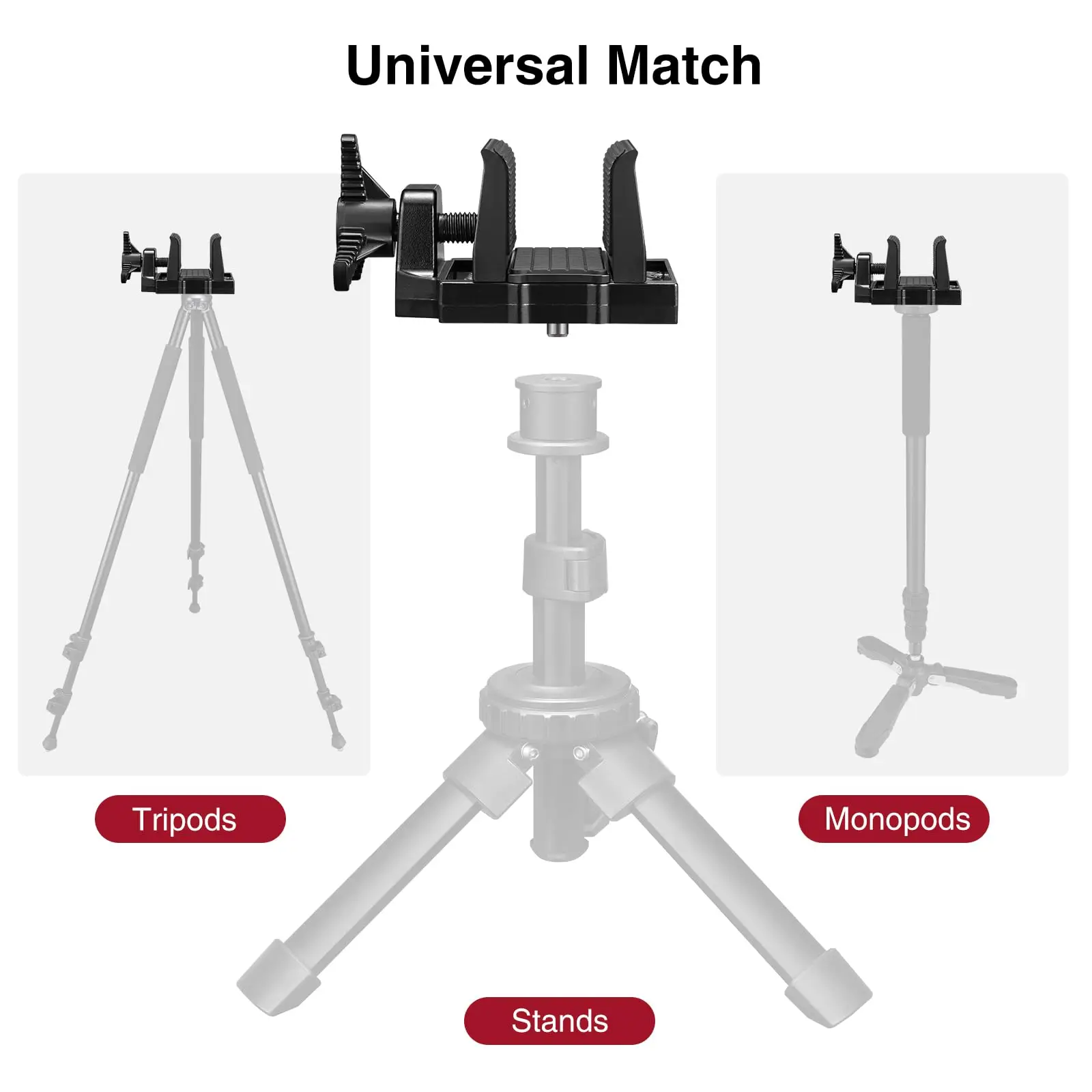 Universal Rifle Clamp Rest Head for Shooting Stick Monopods Tripods Stand Lightweight For Target Practice Outdoors