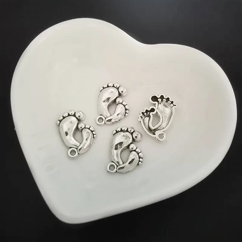 12PCS  Baby Footprint Alloy Charms Pendant Fit Making Bracelets Jewelry Findings Accessories Craft DIY