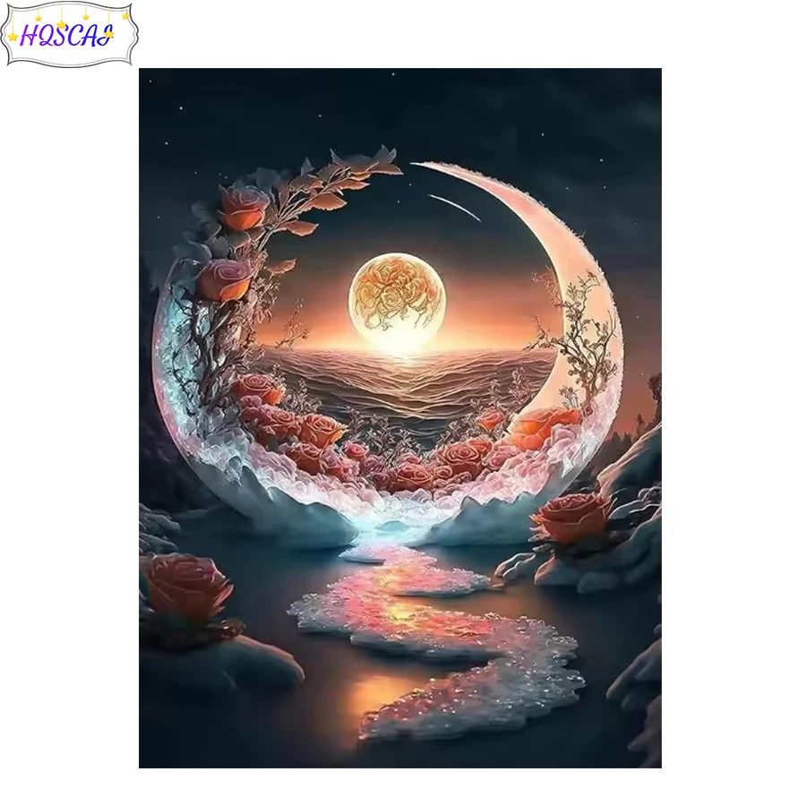 

Diy Алмазная картина Абстрактное искусство Луна Вышивка крестиком Полный квадратный/круглый Алмазная вышивка Мозаичный комплект HD Качество Товары ручной работы