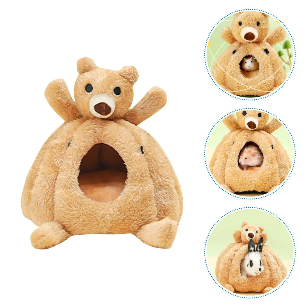 

1pcs Bear Head Cotton Nest For Small Hamster Warm Hideout Pet Bed Sturdy Chinchilla Hut Cozy Cage Accessory