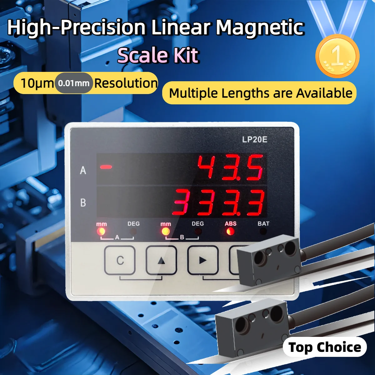 LP20E Magnetic Display with Sensor 0.01mm Resolution 2.5m/s Max Speed Digital Readout for Lathe Milling Machine