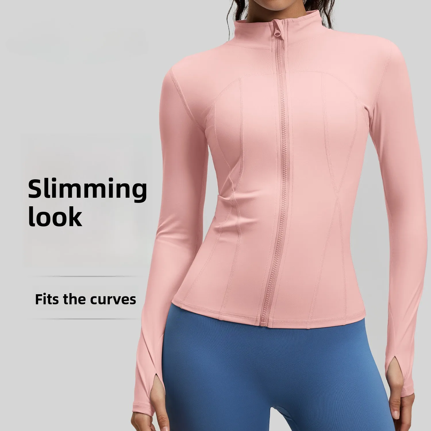 Naked Yoga Clothes Sports Jacket Slim Nylon Stand-up Collar Tight Jacket Top Running Fitness Clothes Women