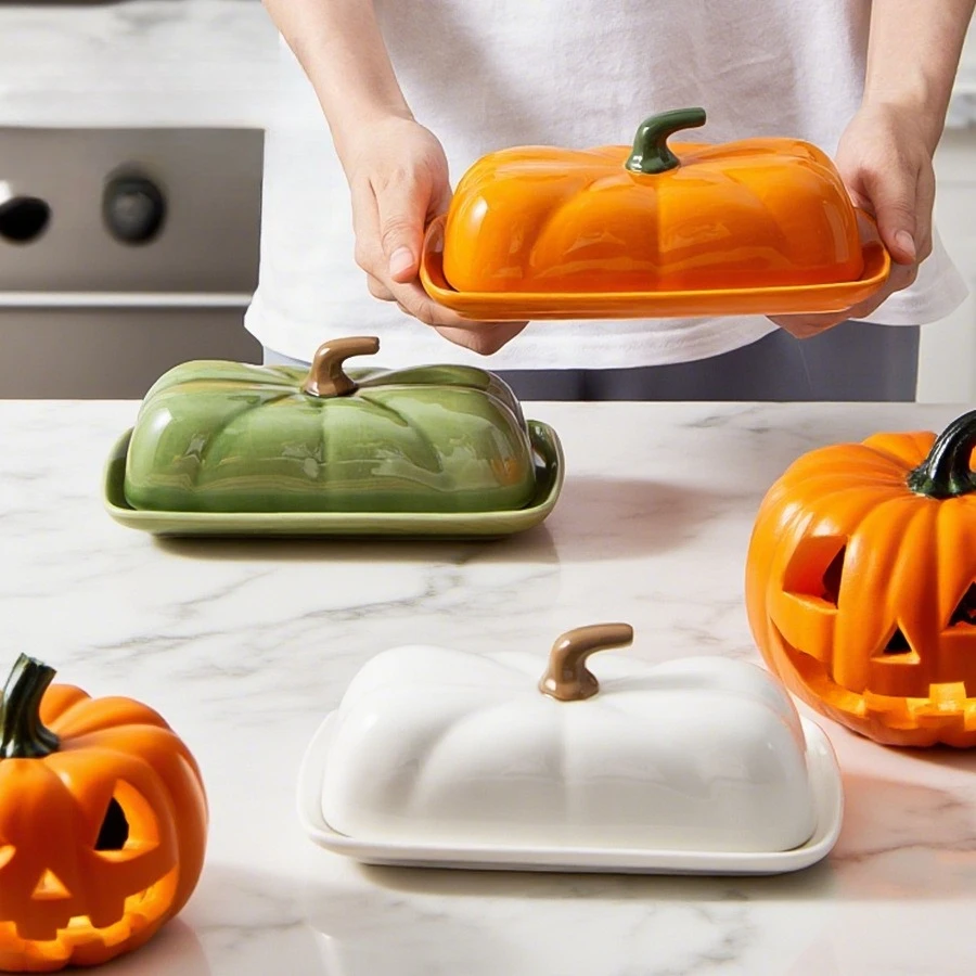 

Креативная тарелка для масла в виде тыквы на Хэллоуин, роскошная коробка для хранения сыра с крышкой