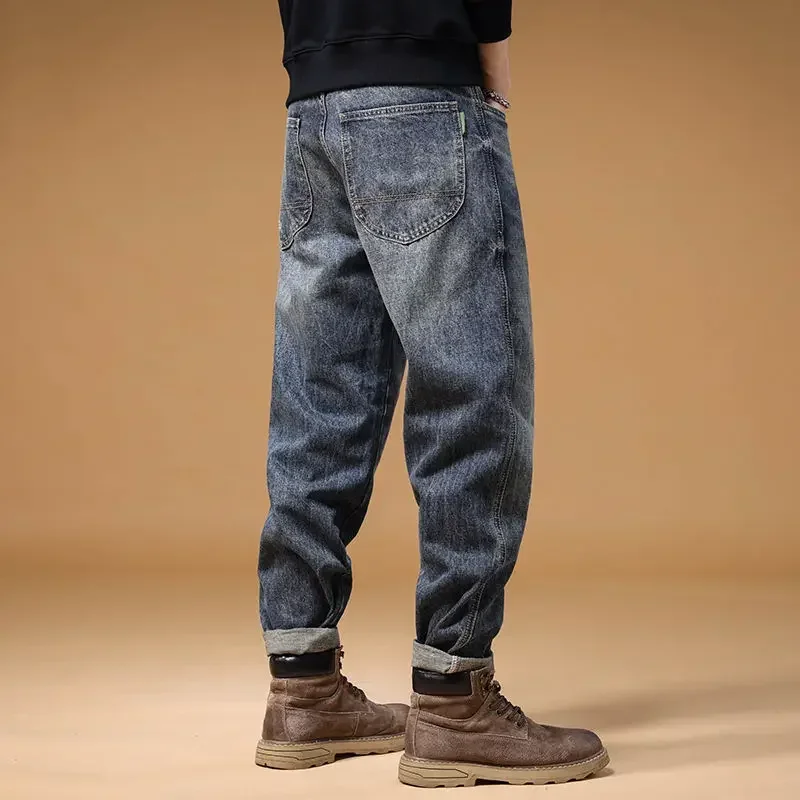 Male Cowboy Pants Harem Trousers Straight Jeans For Men Clothes Y2k 2000s Spring Autumn Korean Style Y 2k Vintage Comfortable