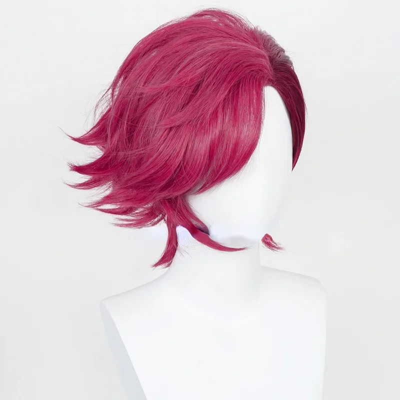 Gioco LOL Arcane Vi parrucca Cosplay VI 30cm rosa profonda corta resistente al calore capelli sintetici donna e uomo parrucche gioco di ruolo