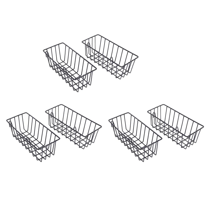 

6 Pack Wall Grid Panel Hanging Wire Basket,Grid Wall Storage Basket,Wall Mount Baskets Display Shelves For Kitchen,Home