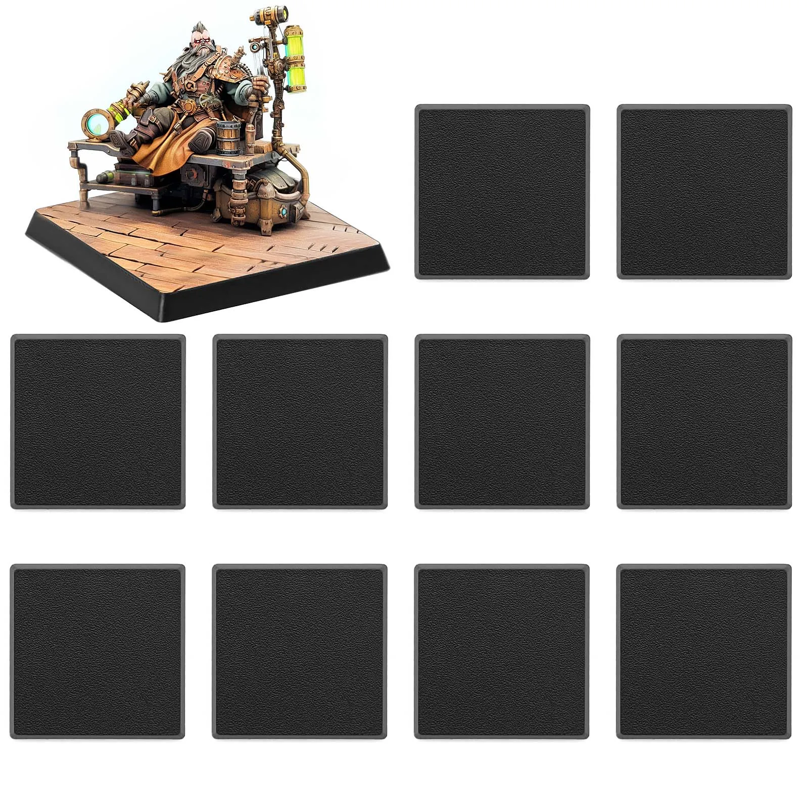 Evemodel 50pcs 40mm Square Bases Black Plastic for Miniature Wargames MB1040