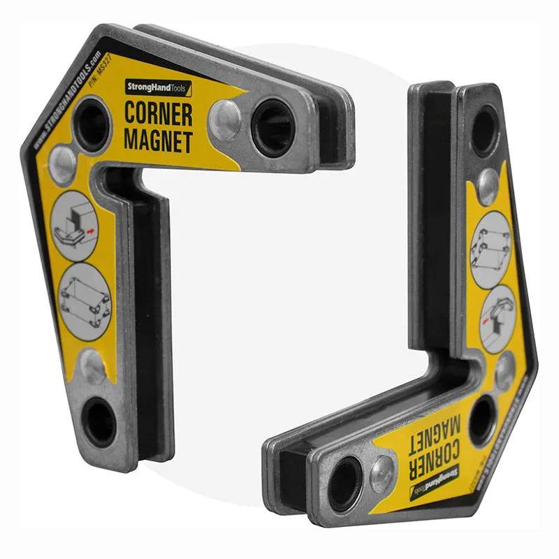 2/4 Pack Strong Hand Tools - VAL-MST327 , Magnetic Corner Squares 12°, 90° & 60° Angle Setting, Max Pull Force 30 lbs