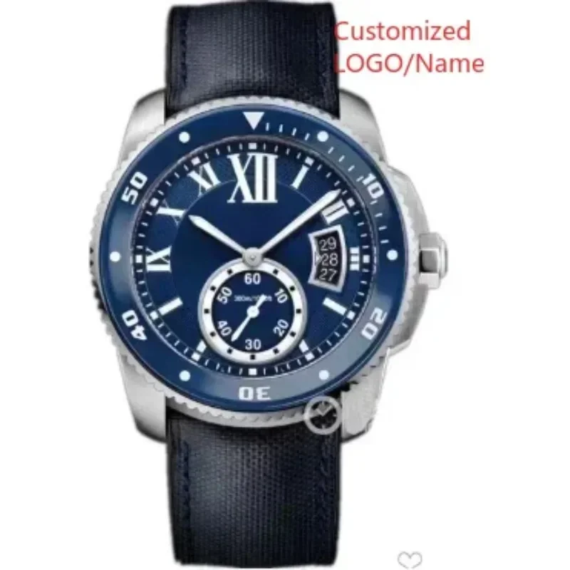 

Sporty black and blue sports watch Men's mechanical automatic watch Ceramic rubber custom