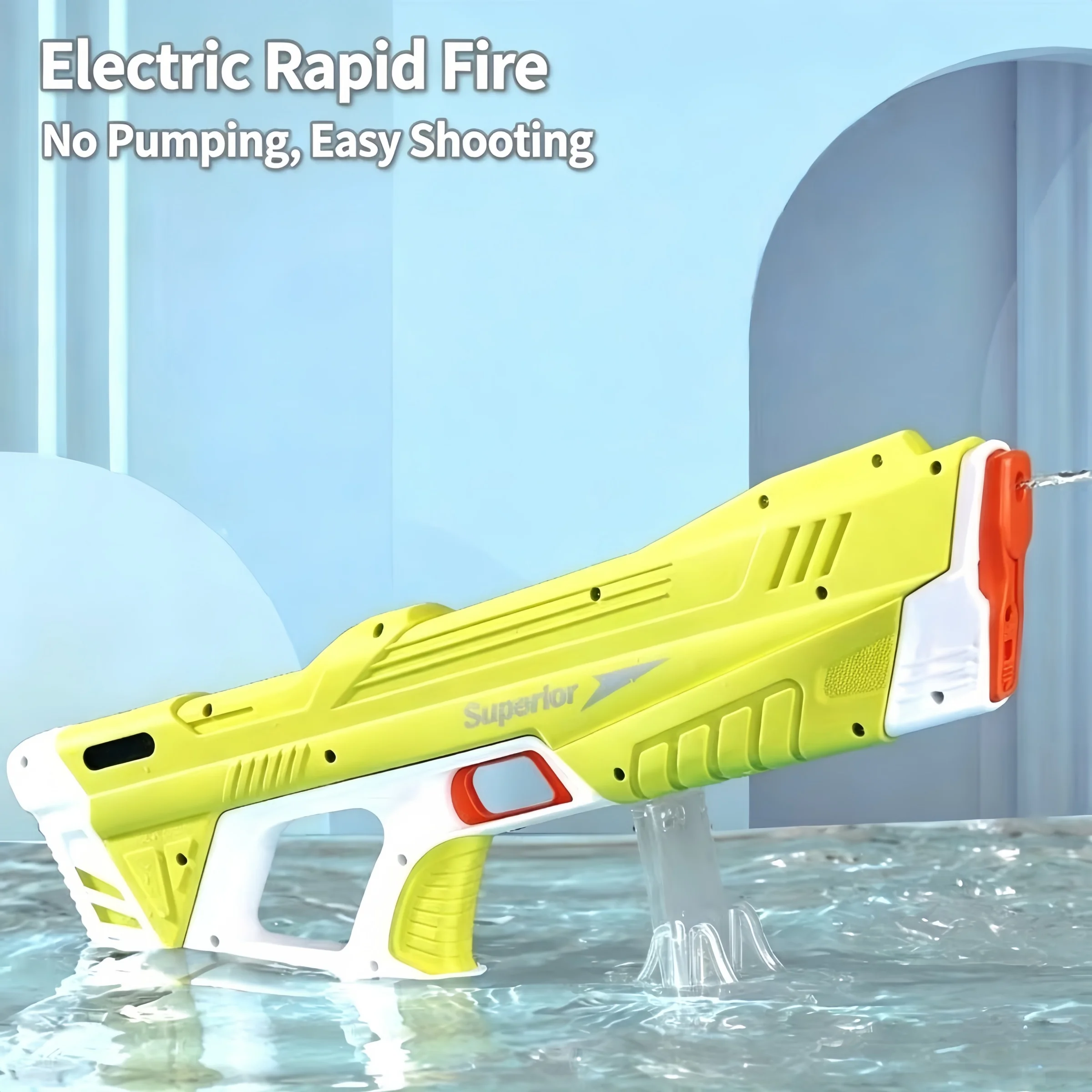 Self-Priming Electric Continuous Fire Water Blaster, High Pressure Pulse Large Capacity Water Toy Gun for Kids Outdoor