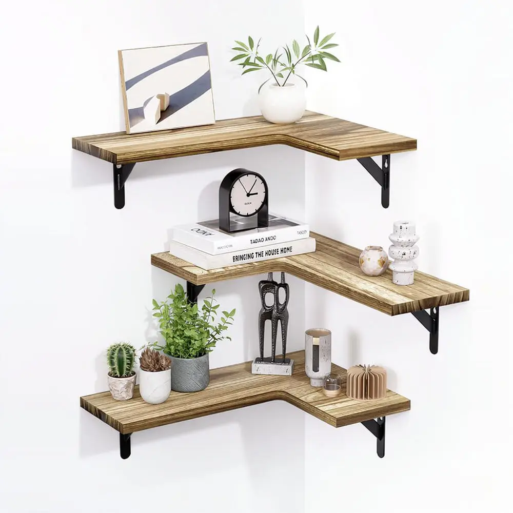 Wall Mounted Storage Shelves Wooden Floating Display Rack For Kitchen Bathroom Living Room Home Organization Organizer