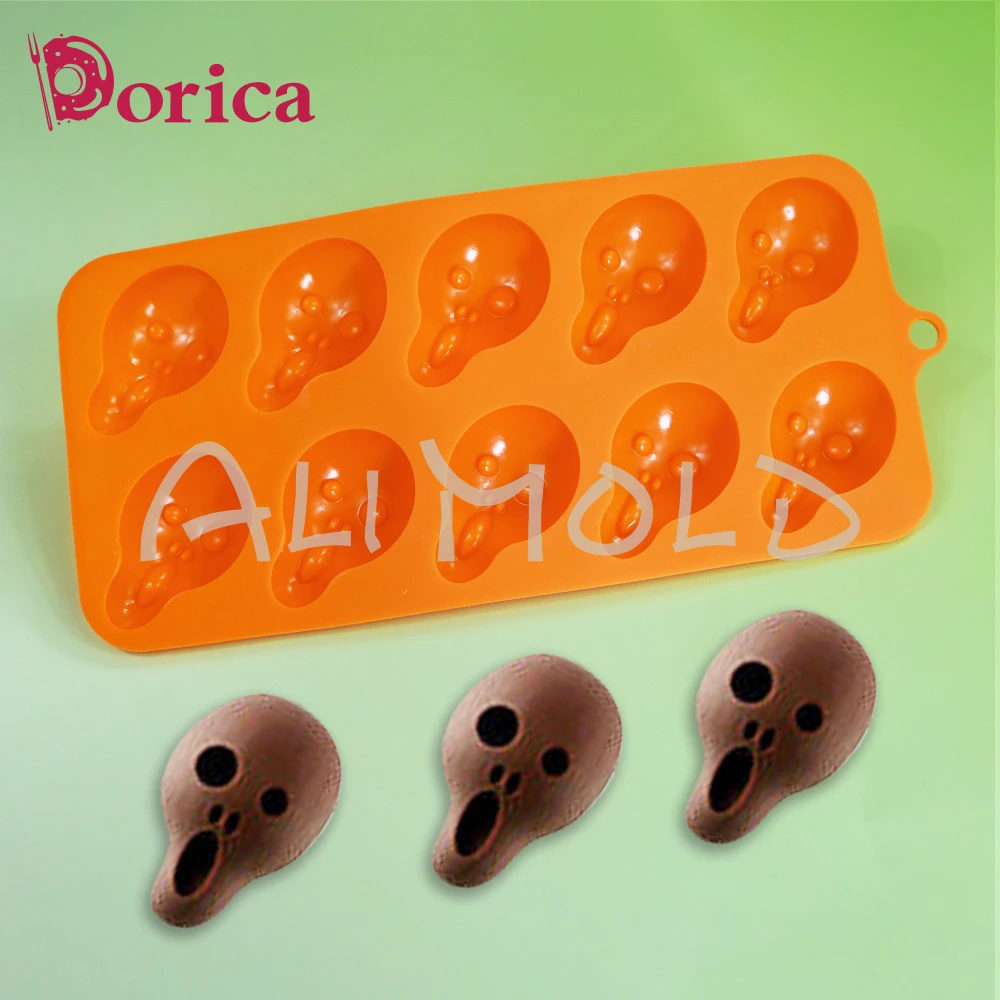 10 Holes Ghost Chocolate Mold DIY Halloween Fondant Candy Silicone Mold Resin Clay Model Cake Decorating Tools Kitchen Bakeware